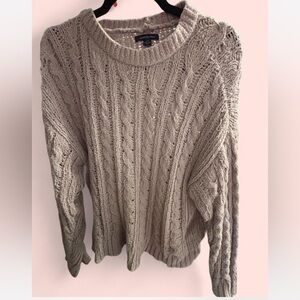 American Eagle Outfitters Taupe Cable Knit Sweater